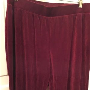 Faded Glory burgundy pull-on poly velvet pants